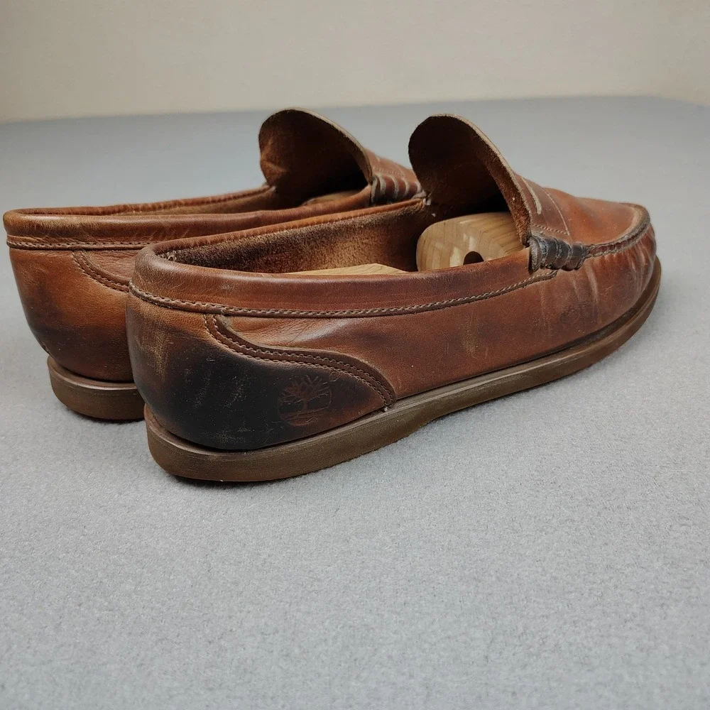 Vintage Timberland Boat Penny Loafer Men 10 Mahogany Leather Comfort Deck Shoe
